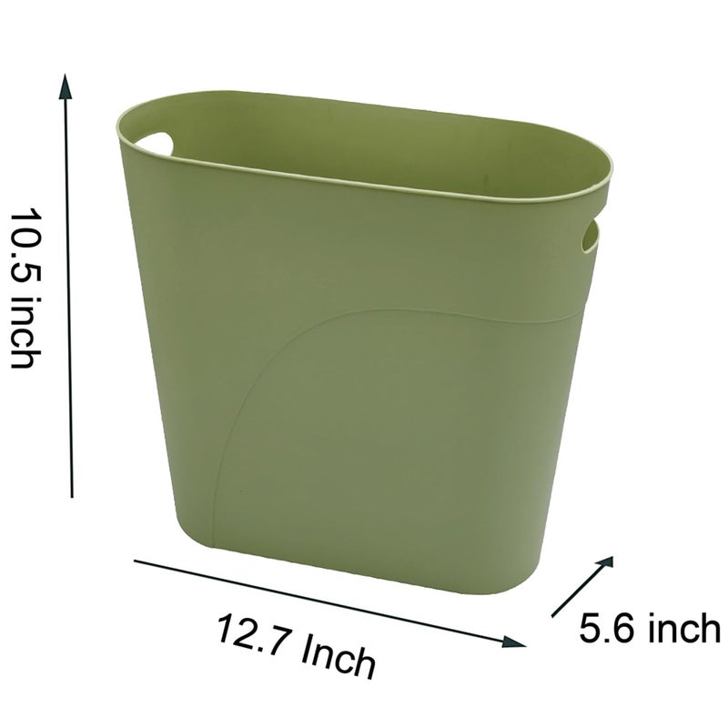 ROYFACC Small Trash Can Plastic Bathroom Wastebasket 3.2 Gallon Slim Garbage Container Bin with Handle for Home Kitchen Bathroom Bedroom Office, 2 Pack (Green) - Image 4